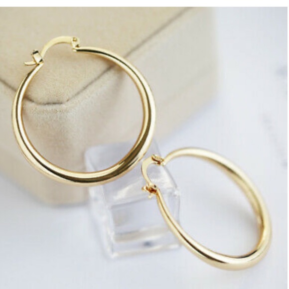 925 Silver 18k Yellow gold plated Hoop Earrings - Picture 2 of 4